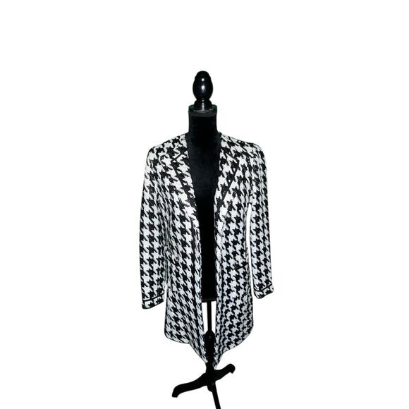 Wool Blend Houndstooth Vintage Classic Timeless Capsule Luxury Coat 6 - Picture 2 of 16